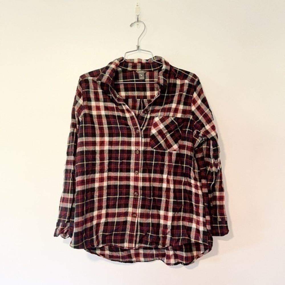 Eddie Bauer Plaid Flannel Button Down Shirt sz Petite S